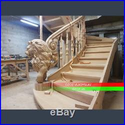 Bas relief lion for stairs Wood Carved 3D sculpture statue figure picture art