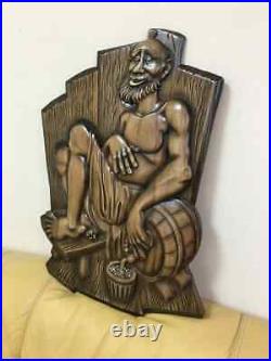 Bath Sauna Large Wood Carving Picture 3D Art Work Men Gift Panno Wall Decor