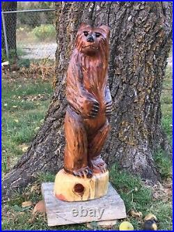 Bear Cub Totem Chainsaw Carving Sculpture Statue Art Decor Totem Pole Ozark Woo