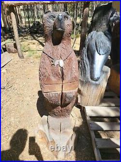 Bear Cubs Totem Chainsaw Carving Sculpture Statue Art Decor Totem Pole Wood