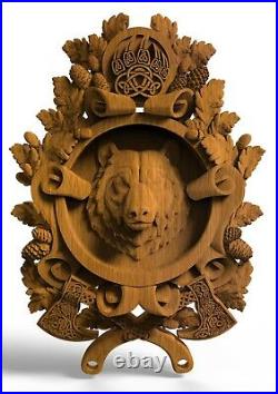 Bear Hunting gift Wood Carved Plaque WALL HANGING ART WORK Hunting DECOR