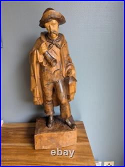 Beautiful And Large Sculpture D' Mens Early 20th Wood Carved Signed Sanct Beautiful And Large Sculpture D' Mens Early 20th Wood Carved Signed Sanct
