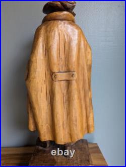 Beautiful And Large Sculpture D' Mens Early 20th Wood Carved Signed Sanct Beautiful And Large Sculpture D' Mens Early 20th Wood Carved Signed Sanct