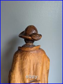 Beautiful And Large Sculpture D' Mens Early 20th Wood Carved Signed Sanct Beautiful And Large Sculpture D' Mens Early 20th Wood Carved Signed Sanct