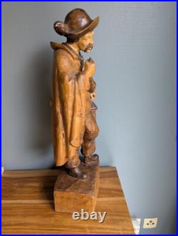 Beautiful And Large Sculpture D' Mens Early 20th Wood Carved Signed Sanct Beautiful And Large Sculpture D' Mens Early 20th Wood Carved Signed Sanct