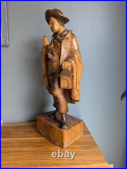 Beautiful And Large Sculpture D' Mens Early 20th Wood Carved Signed Sanct Beautiful And Large Sculpture D' Mens Early 20th Wood Carved Signed Sanct
