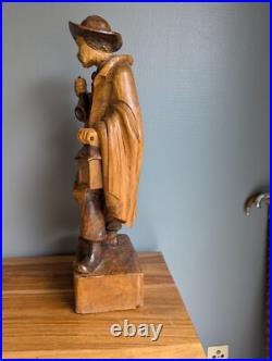 Beautiful And Large Sculpture D' Mens Early 20th Wood Carved Signed Sanct Beautiful And Large Sculpture D' Mens Early 20th Wood Carved Signed Sanct