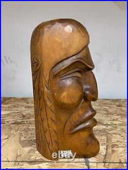 Beautiful Artist-Signed Native Wood Carving Indigenous Sculpture 31x16