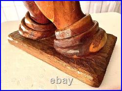 Beautiful Vintage Hand Carved Solid Wood Praying Hands Sculpture on Wood Base