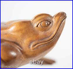 Beautiful Vintage Wood Carved Frog Lizard Figure 8.5 Inches Long Beautiful Vintage Wood Carved Frog Lizard Figure 8.5 Inches Long