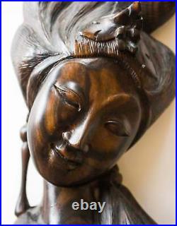 Beautiful Wood Carved Statue. Asian Statue. Antique Statue