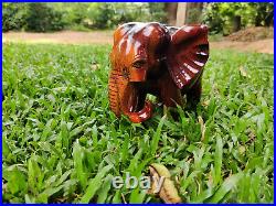 Beautiful Wood Elephant Carving Hand Carved Amber Figurine Home Decor Unique Gif