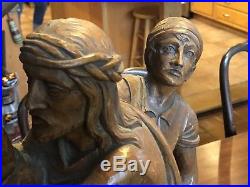 Best Antique Vintage Stations of the Cross Jesus Hand-Carved Wood Sculpture, 28