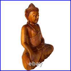 Bhumisparsha Buddha Sculpture handmade Bali Wood Carving Statue Buddhist art 23