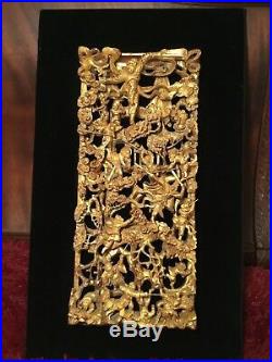 Big Antique Qi'ing Chinese Gilt Wood Carved Panel Battle Scene Wooden Carving #3
