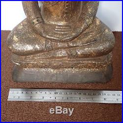 Big Buddha Antique Wood Carved Statue Sculpture Sukhothai Relic Home Decor 14''H