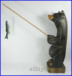 Big Sky Carvers 26 Tall Fishing Bear Jeff Fleming Wooden Carved Sculpture Wood