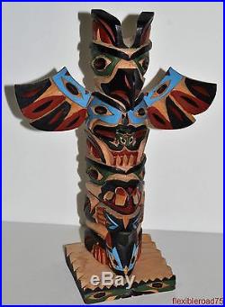 Bill Kuhnley TOTEM POLE WOOD CARVING SCULPTURE INUIT PACIFIC NORTHWEST