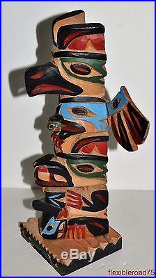 Bill Kuhnley TOTEM POLE WOOD CARVING SCULPTURE INUIT PACIFIC NORTHWEST