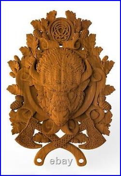 Bison Hunting gift Wood Carved Plaque WALL HANGING ART WORK Hunting DECOR