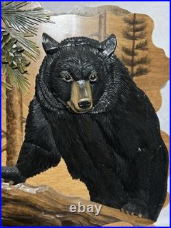 Black Bear Intarsia Cabin Wall Art Decor 24X24 Rare