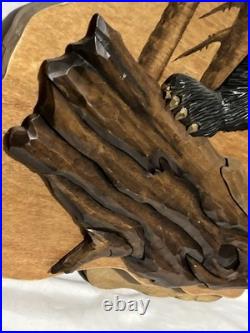 Black Bear Intarsia Cabin Wall Art Decor 24X24 Rare