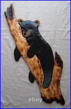 Black Bear Wood Carving Sculpture Home Decor Cub Chainsaw Cabin Wall Art Black Bear Wood Carving Sculpture Home Decor Cub Chainsaw Cabin Wall Art