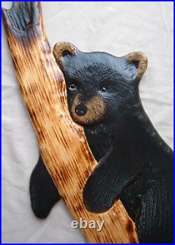Black Bear Wood Carving Sculpture Home Decor Cub Chainsaw Cabin Wall Art Black Bear Wood Carving Sculpture Home Decor Cub Chainsaw Cabin Wall Art