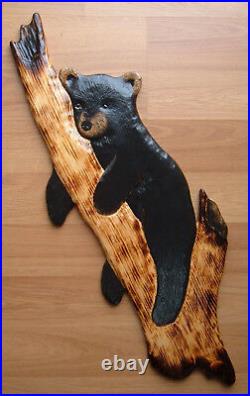 Black Bear Wood Carving Sculpture Home Decor Cub Chainsaw Cabin Wall Art Black Bear Wood Carving Sculpture Home Decor Cub Chainsaw Cabin Wall Art