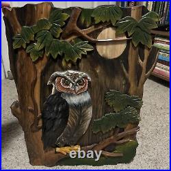 Black Forest Night Owl Wood Carved Plaque WALL HANGING ART WORK HOME DECOR