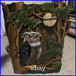 Black Forest Night Owl Wood Carved Plaque WALL HANGING ART WORK HOME DECOR