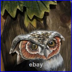 Black Forest Night Owl Wood Carved Plaque WALL HANGING ART WORK HOME DECOR