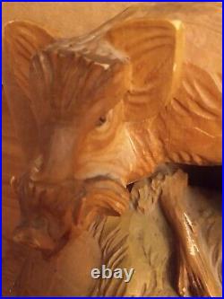 Black Forest wild boars sculpture hand carved wood