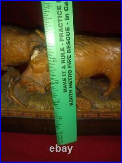 Black Forest wild boars sculpture hand carved wood