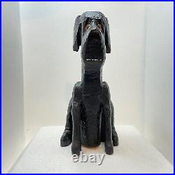 Black Lab Dog Wood Carving, Signed Folk Art, Very Good, Animal Carving, Numbered