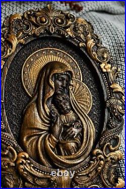 Blessed Virgin Mary WOOD CARVED CATHOLIC ICON RELIGIOUS WALL HANGING ART WORK