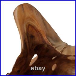 Blooming Rootstock Sculpture Teak Root Wood Vase Shaped 17.5 in