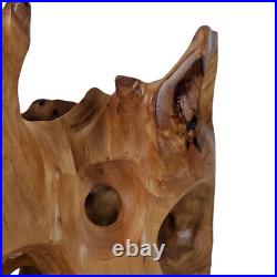 Blooming Rootstock Sculpture Teak Root Wood Vase Shaped 17.5 in