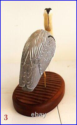 Blue Heron Bird Wood Carving by Richard Ellinger, Award Winning Carver