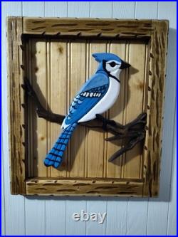 Blue Jay Wood Relief Sculpture Art Decor Blue Jay Wood Relief Sculpture Art Decor