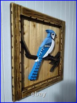 Blue Jay Wood Relief Sculpture Art Decor Blue Jay Wood Relief Sculpture Art Decor