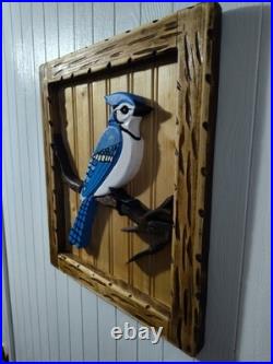 Blue Jay Wood Relief Sculpture Art Decor Blue Jay Wood Relief Sculpture Art Decor