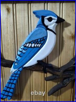 Blue Jay Wood Relief Sculpture Art Decor Blue Jay Wood Relief Sculpture Art Decor