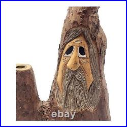 Bob Lil Evans Wood Carving Mantel Match Holder Sculpture Knobbit Gnome 16 in VTG