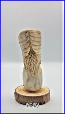 Bone Sculpture The all SEEING Raven, Very Rare Hand Carved Collection Purchased Bone Sculpture The all SEEING Raven, Very Rare Hand Carved Collection Purchased