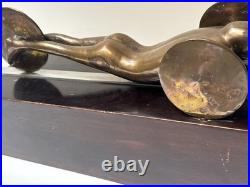 Bronze Metal Sculpture Modernist Vintage Man Men Car Automobile Mystery Artist