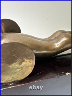 Bronze Metal Sculpture Modernist Vintage Man Men Car Automobile Mystery Artist