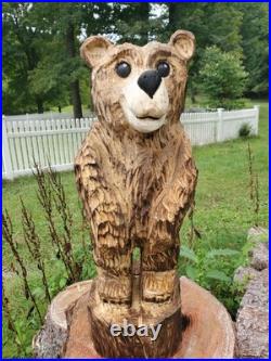 Brown Bear Cub Chainsaw Carving