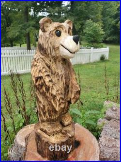 Brown Bear Cub Chainsaw Carving