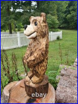 Brown Bear Cub Chainsaw Carving